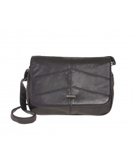 Lorenz Sheep Nappa Flapover Bag with 3 Inner Zips, Back Zip & Side Zip Pocket